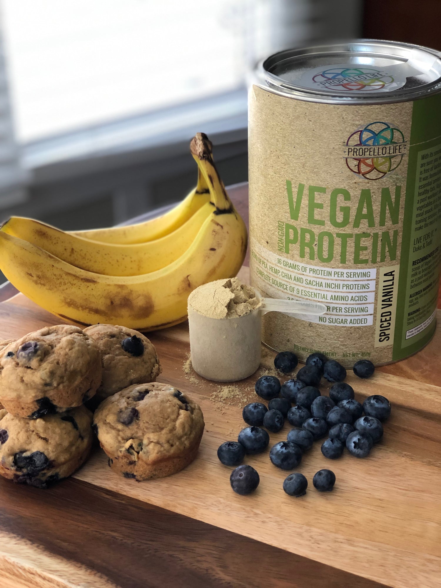 Blueberry Banana Protein Muffins