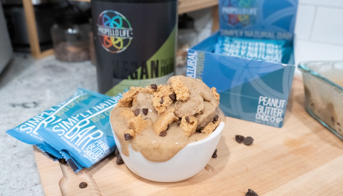 Propello Life healthy recipe for protein cookie dough ice cream web banner