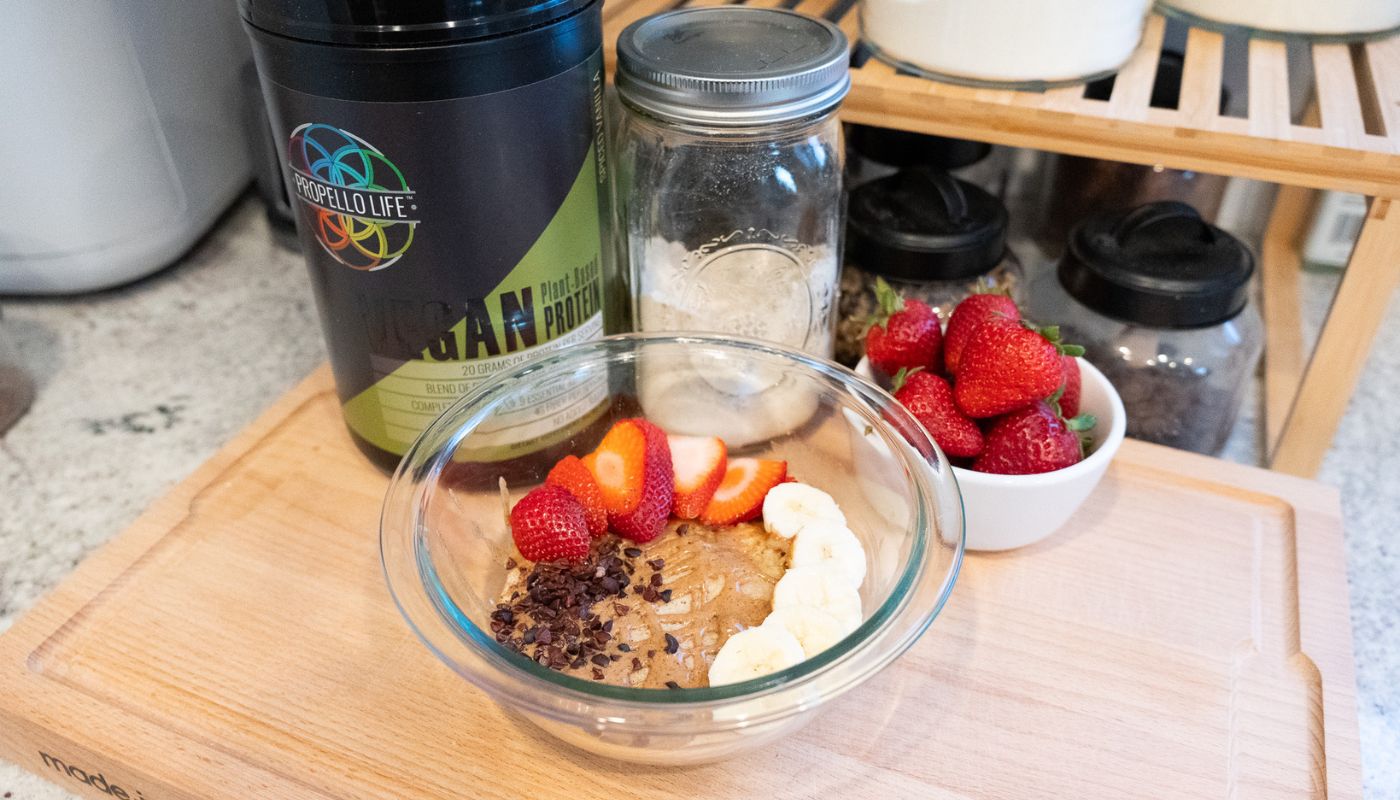 Propello Life healthy recipe for protein pancake bowl