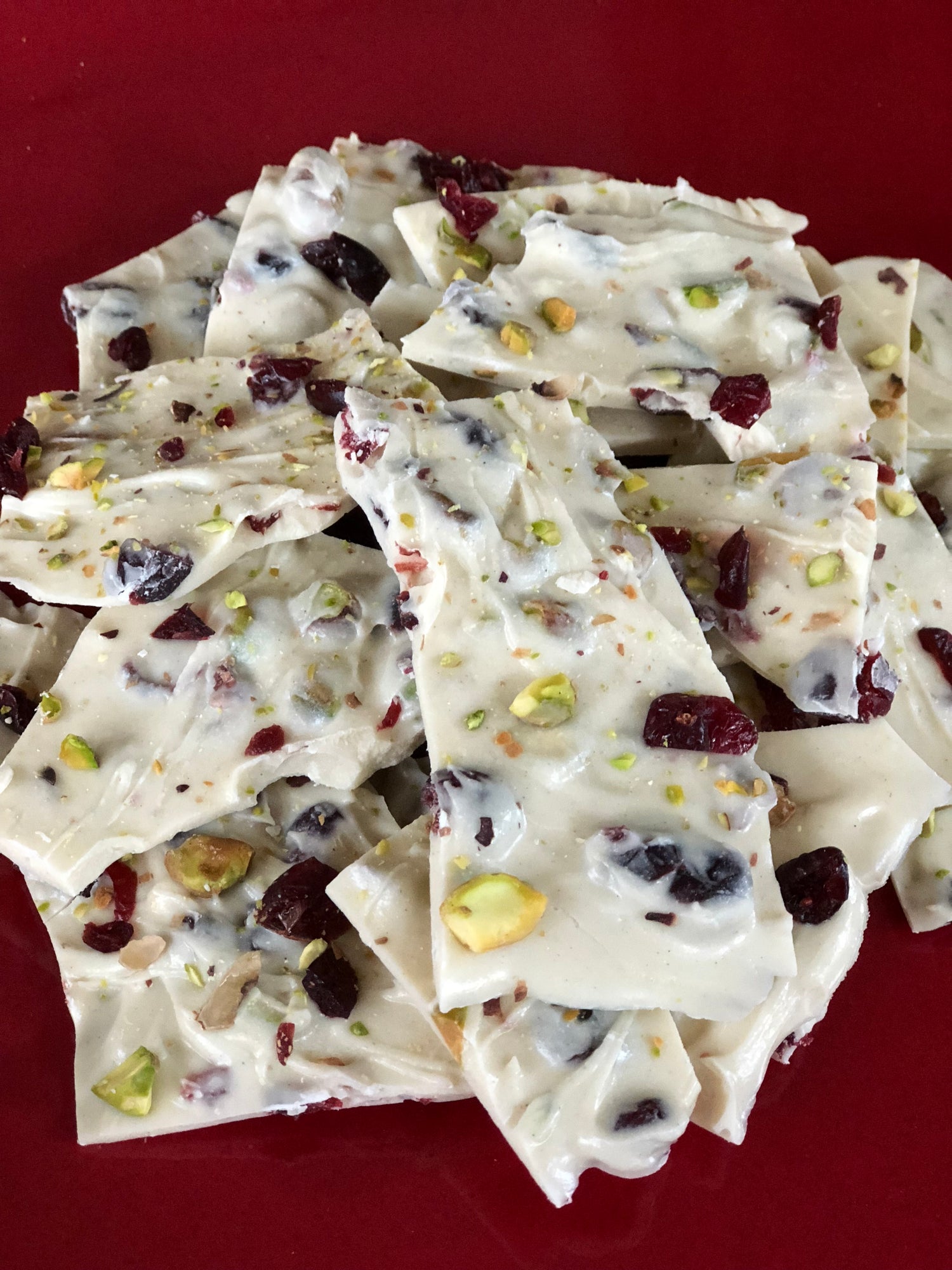 Holiday White Chocolate Protein Bark