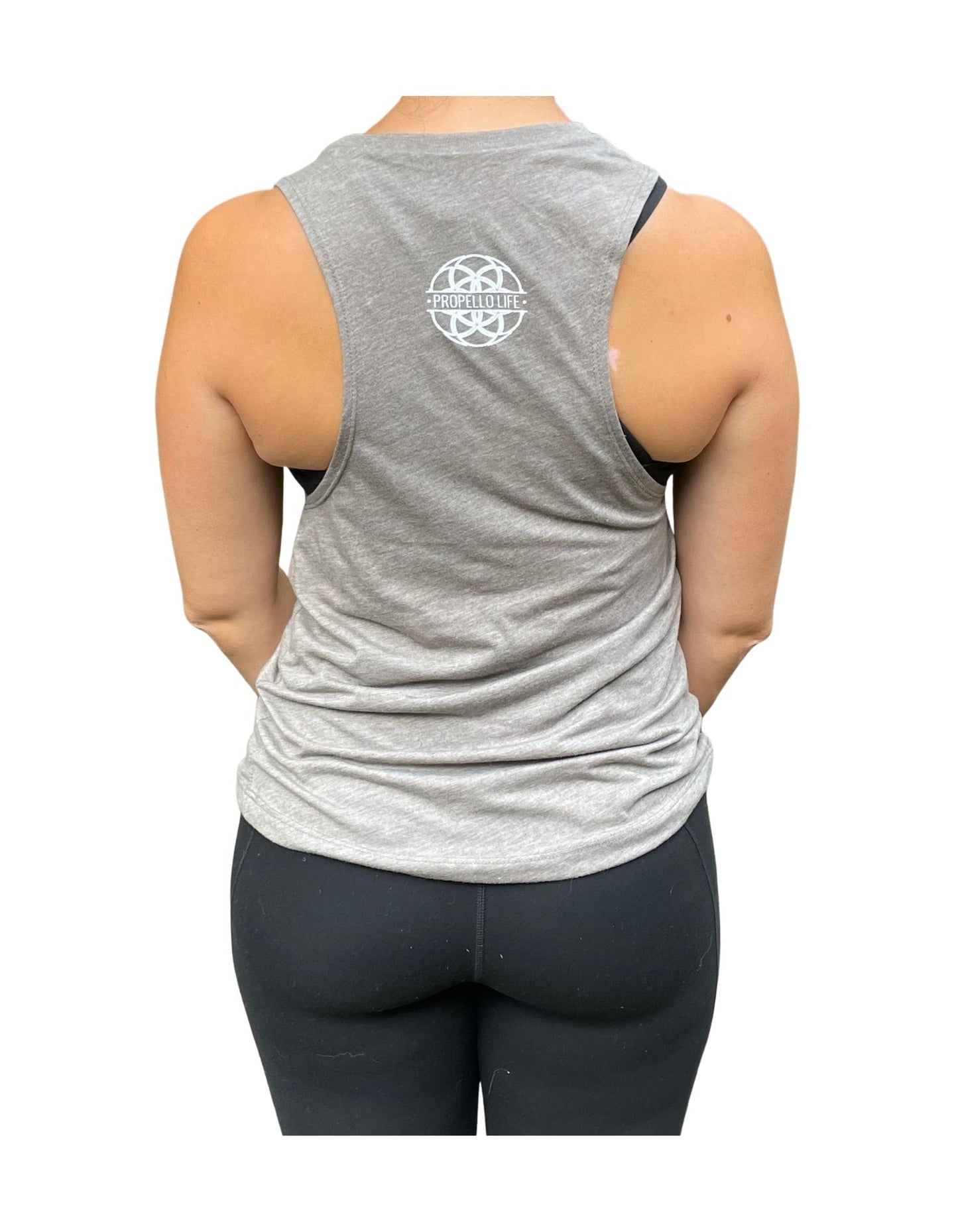 Propello Life Live For It Women's Soft Muscle Tank Top Ash back