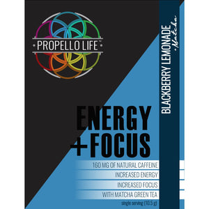 Propello Life Energy + Focus Sample Packet Blackberry Lemonade + Matcha flavor front