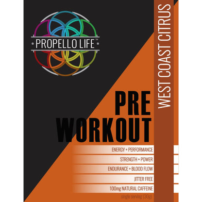 Propello Life Pre-Workout Sample Packet West Coast Citrus flavor Front