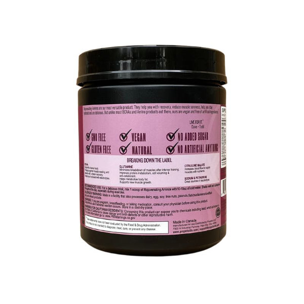 Propello Life Rejuvenating Aminos Cherries + Vanilla product benefits panel. Our Aminos are the best vegan amino acid