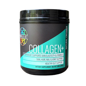 Collagen+ product image front panel. Propello Life Collagen+ Natural Creamer is the best multi source collagen peptide made with Dermaval