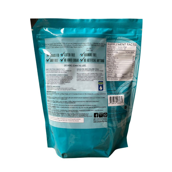 Propello Life certified grass fed Whey Protein Vanilla Bean supplement facts and product benefits. Our whey protein is a non-gmo natural protein powder