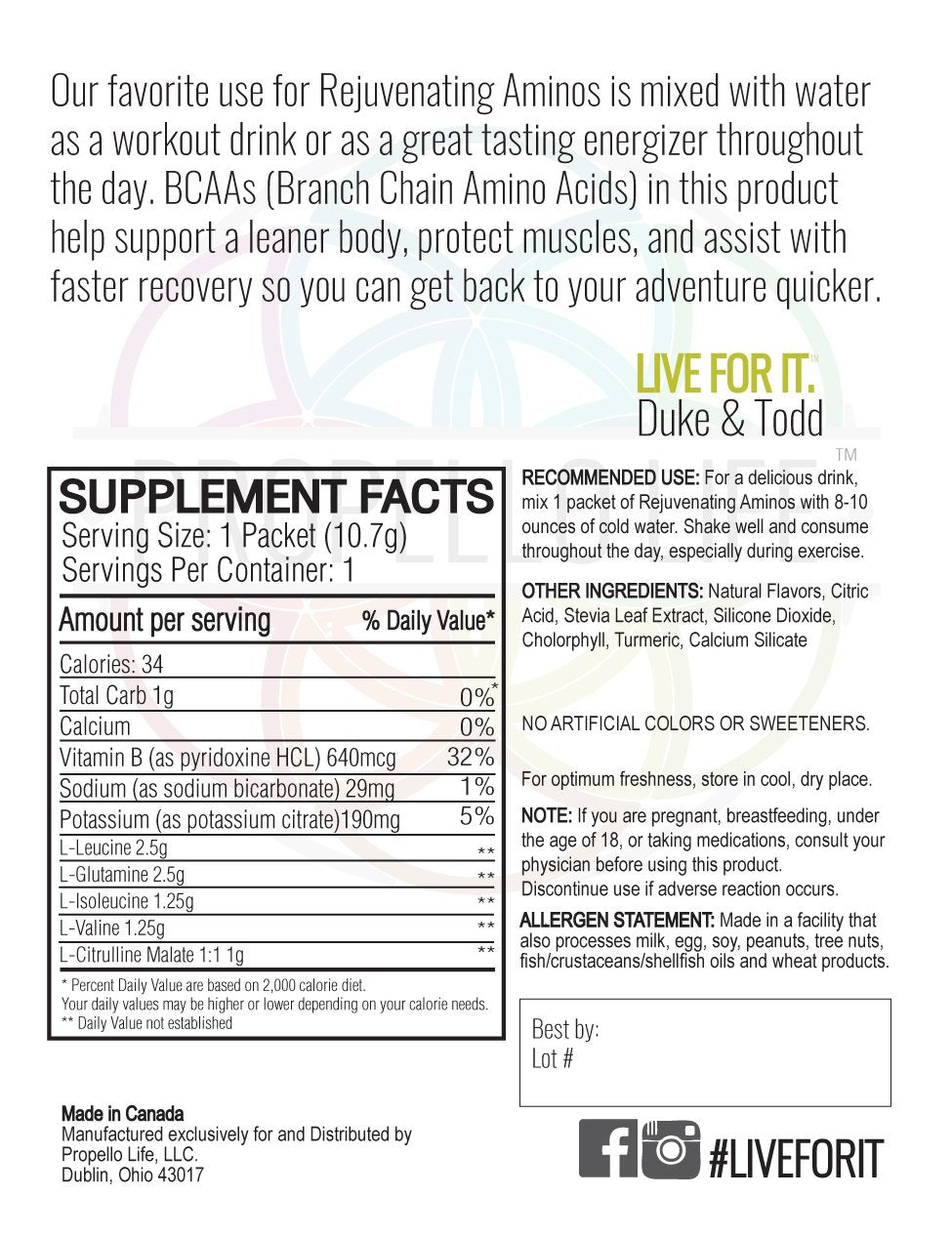 Propello Life Rejuvenating Aminos are the best vegan amino acids with vegan bcaas