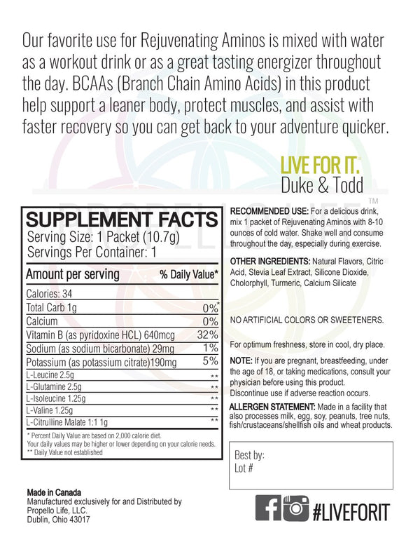Propello Life Rejuvenating Aminos are the best vegan amino acids with vegan bcaas