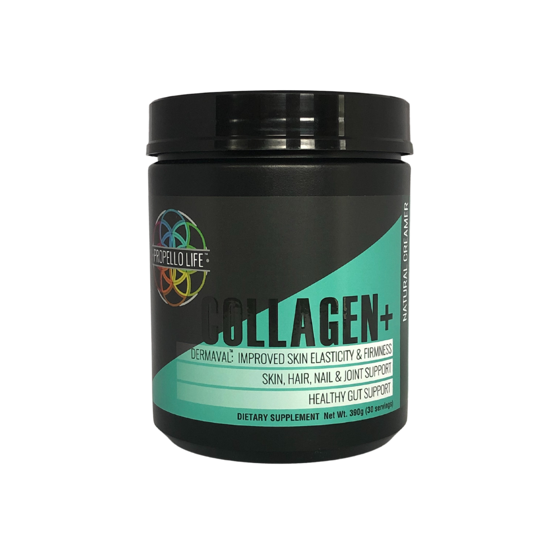 Collagen+ product image front panel. Propello Life Collagen+ Natural Creamer is the best collagen protein powder