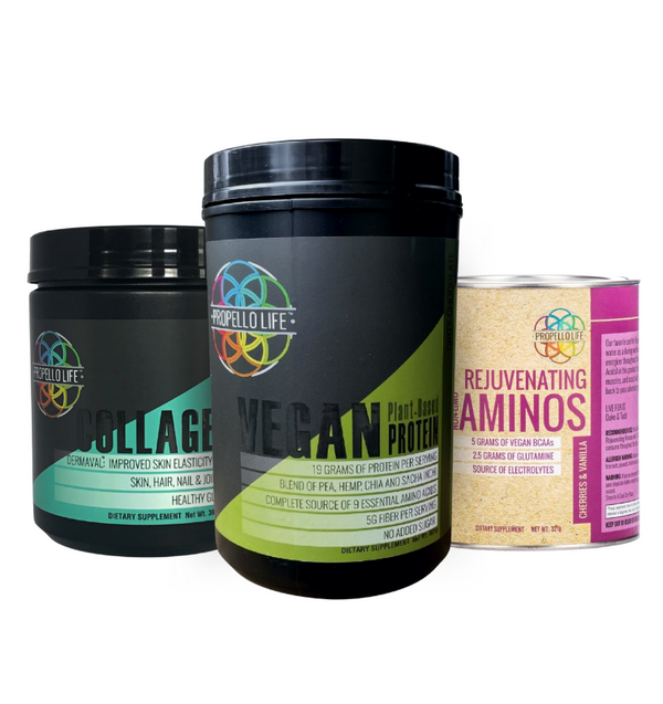 Propello Life Lean Muscle Support Bundle with Vegan Protein, Collagen Protein, and vegan amino acids