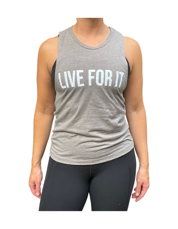 Propello Life Live For It Women's Soft Muscle Tank Top Ash front