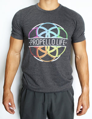 Propello Life Unisex Tee _ Charcoal Grey with Full Color Logo