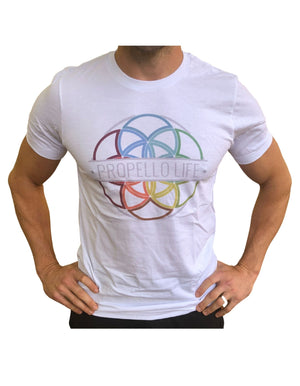 Propello Life Unisex Tee _ white with Full Color Logo front
