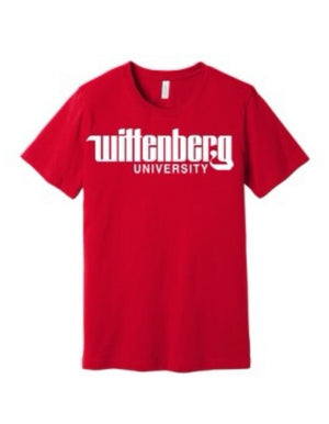 Classic Wittenberg University logo tee is super soft front red