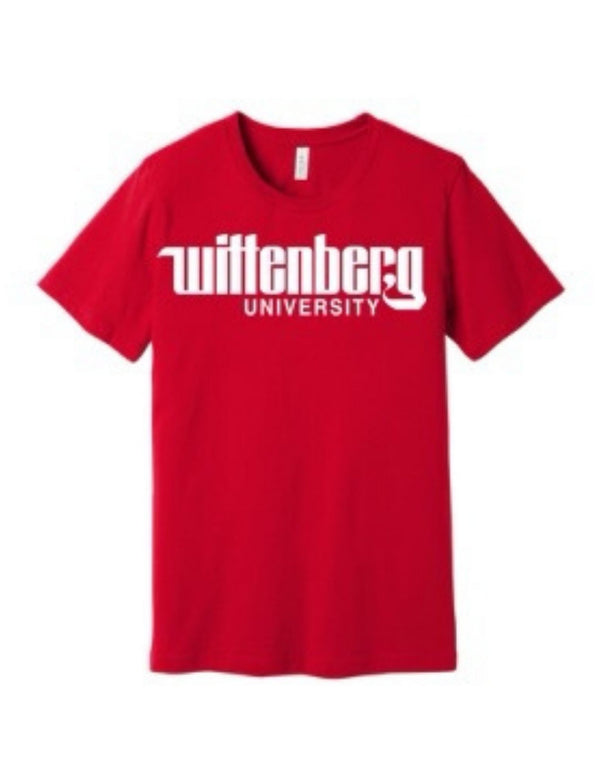 Classic Wittenberg University logo tee is super soft front red