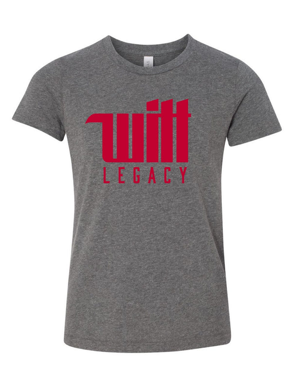 Wittenberg University super soft youth tee with Witt Legacy logo front