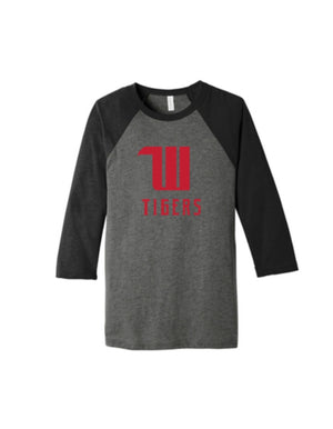 Wittenberg University W tigers raglan baseball tee front
