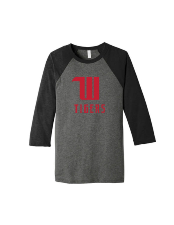 Wittenberg University W tigers raglan baseball tee front