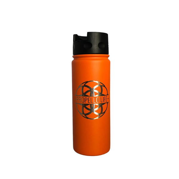 Propello Life 18oz Stainless Steel Water Bottles for our premium natural supplements orange