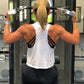 Propello Life crop tank top white with rose gold logo back. support our premium natural supplements