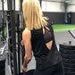 Propello Life open back black muscle tank silver logo back. support our premium natural supplements