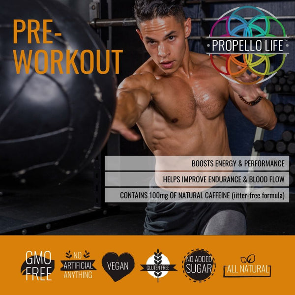 The best vegan Pre Workout by Propello Life is a non-gmo natural supplements