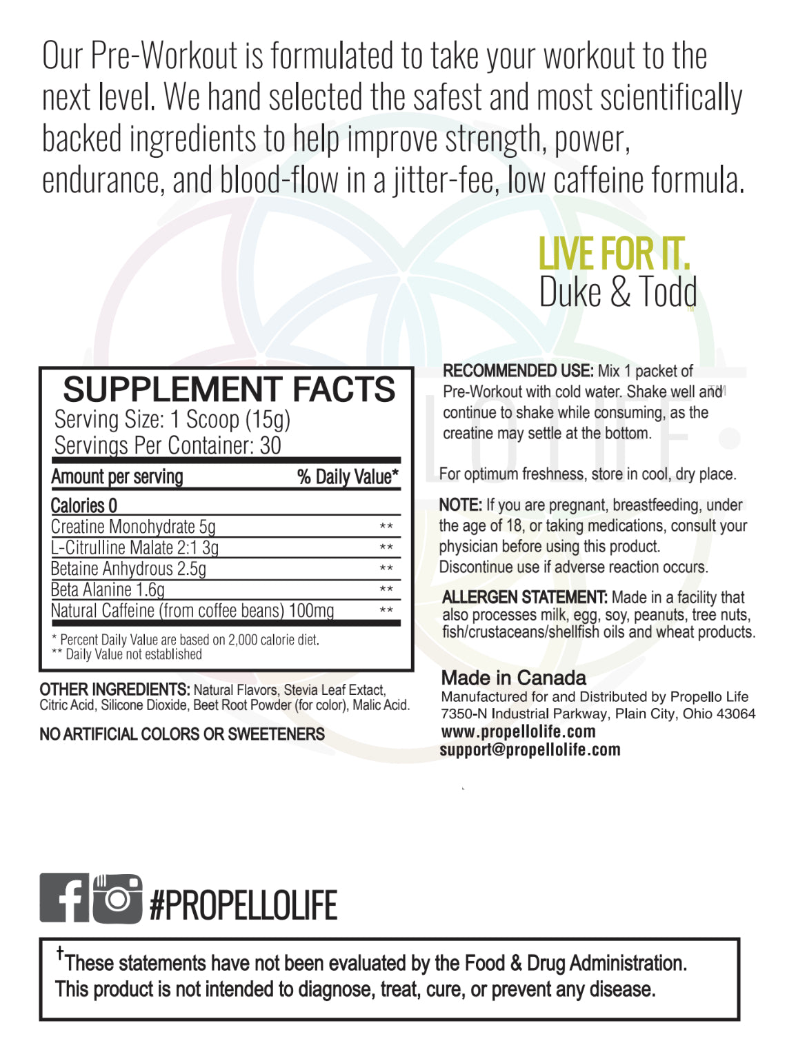 Propello Life Pre-Workout Raspberry Pomegranate is the best vegan preworkout supplement facts