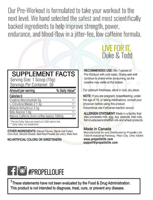 Propello Life Pre-Workout Raspberry Pomegranate is the best vegan preworkout supplement facts
