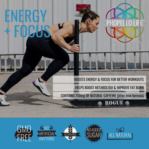 Propello Life Energy and Focus powered by matcha energy is a non-gmo natural pre workout